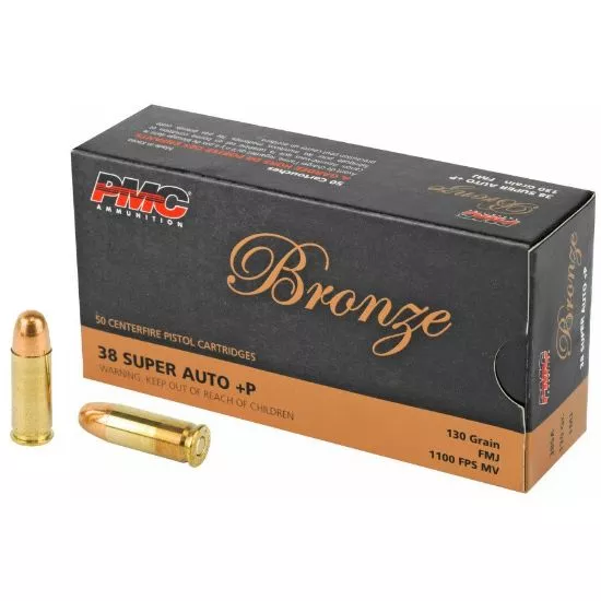 .38 SUPER PMC BRONZE +P 130GR FMJ, 50RD BOX