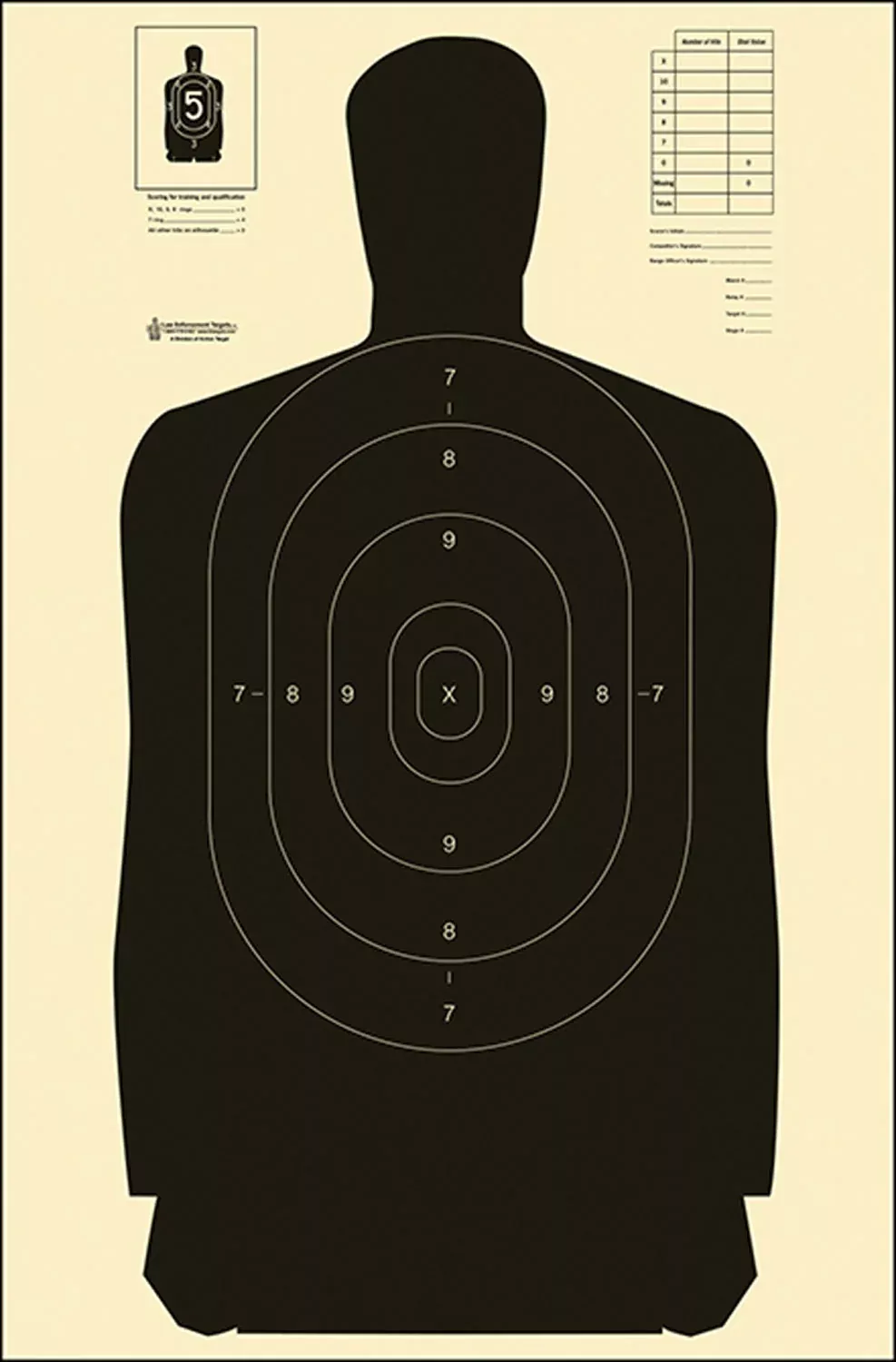 Action Target B27SBLACK100 Qualification Standard Silhouette Heavy Paper Hanging Black/White 100 Per Box