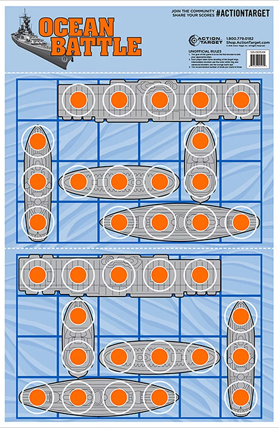 Action Target GSOCEAN100 EntertainmentShips Paper Hanging 23" x 35" Blue/Red 100 Per Box