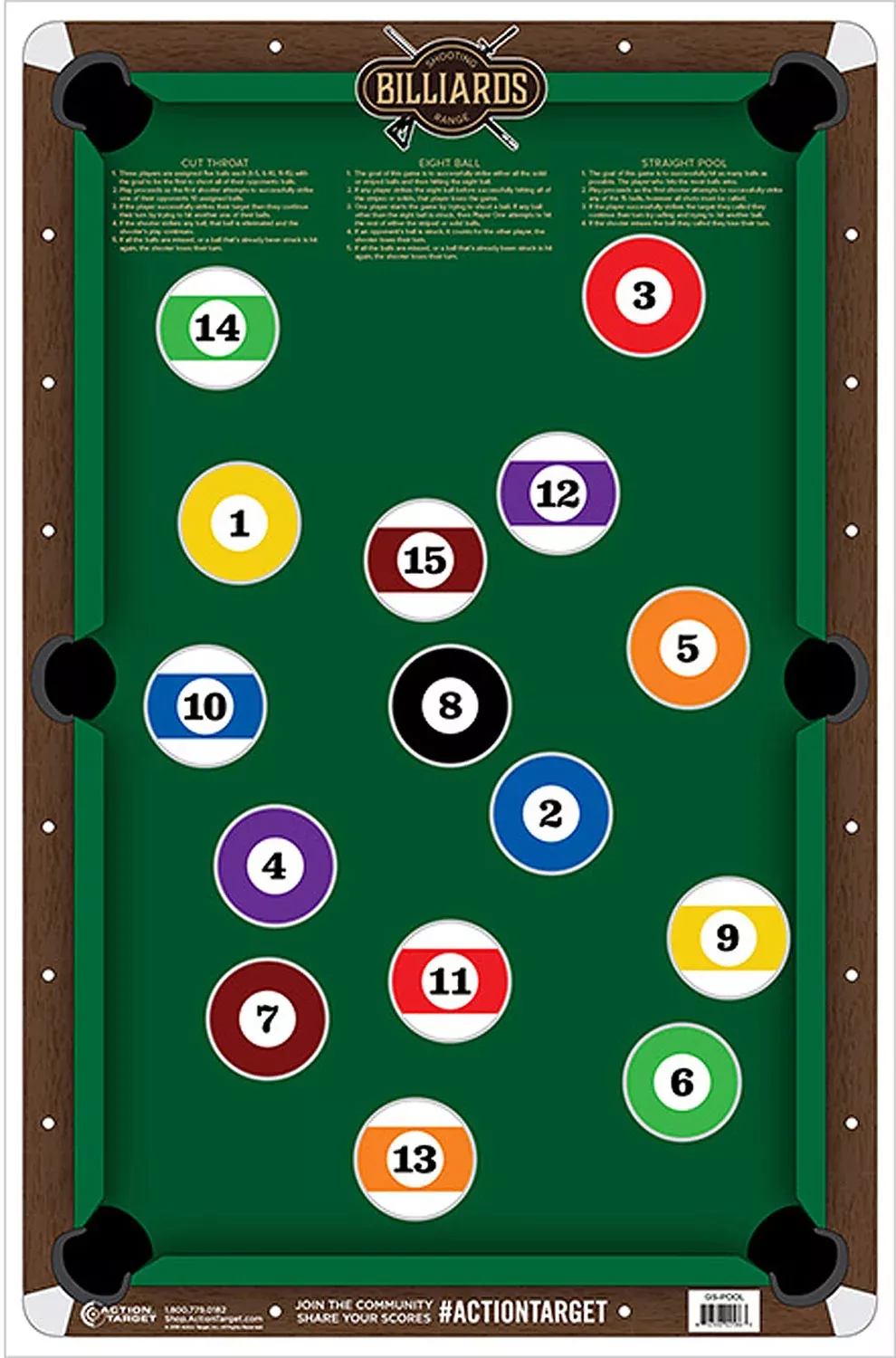 Action Target GSPOOL100 EntertainmentPool Table Paper Hanging 23" x 35" Multi-Color 100 Per Box