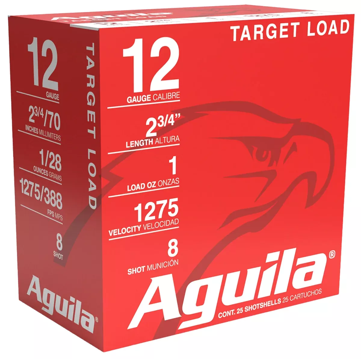 Aguila 1CHB1328 Target Load Competition 12Gauge 2.75" 1oz 8Shot 25 Per Box/10 Case