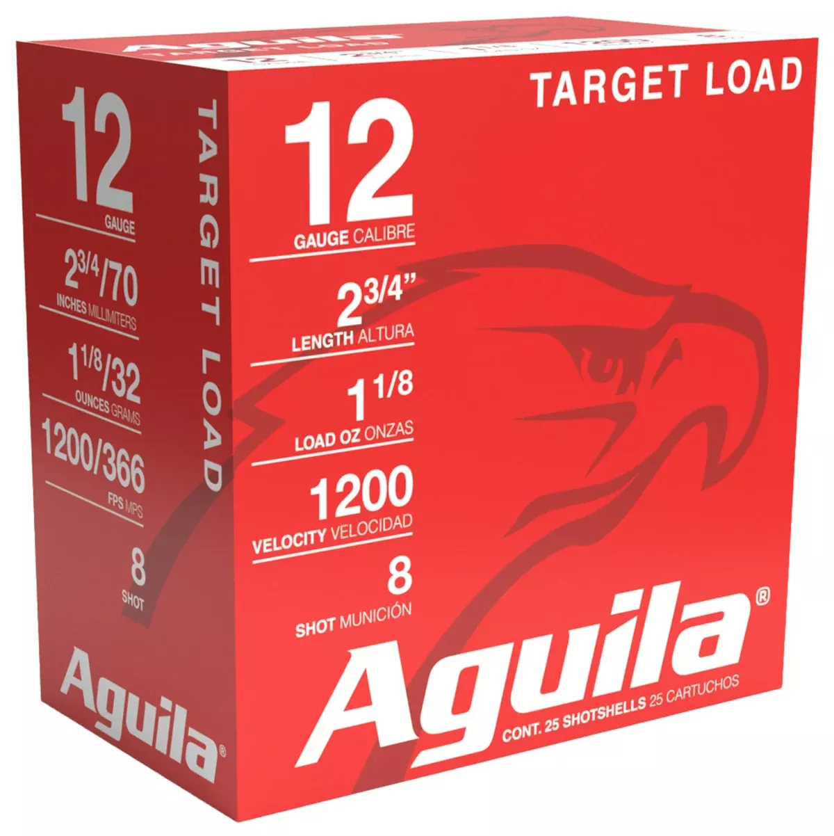 Aguila 1CHB1358 Target Load Competition 12Gauge 2.75" 1 1/8oz 8Shot 25 Per Box/10 Case