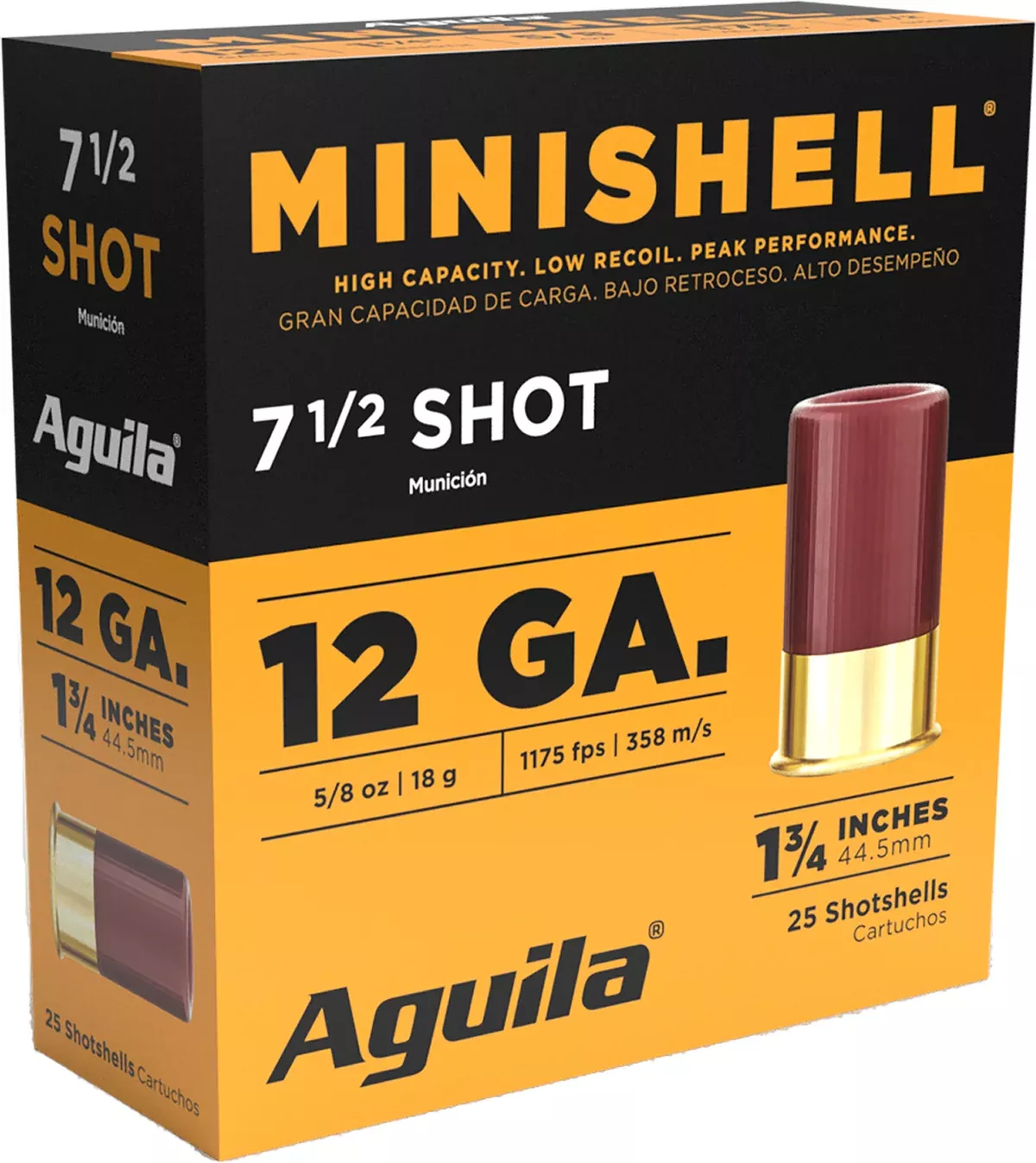 Aguila 1CHB1387 Minishell12Gauge 1.75" 5/8oz 7.5Shot 25 Per Box/10 Case