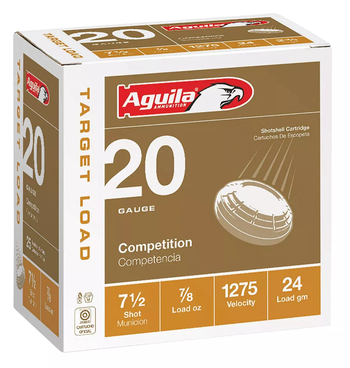 Aguila 1CHB2037 Target Load Competition 20Gauge 2.75" 7/8oz 7.5Shot 25 Per Box/10 Case