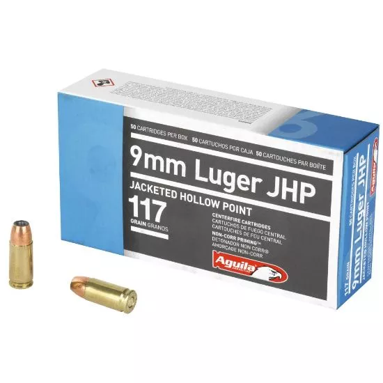 AGUILA 9MM 117GR JHP, 50RD BOX