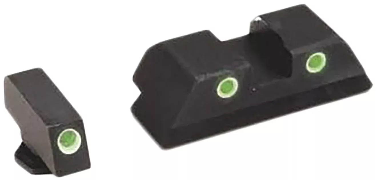 AmeriGlo GL113 Classic Tritium Sight Set for GlockGreen Tritium White Outline Front Sight-Green Tritium White Outline Rear Sight