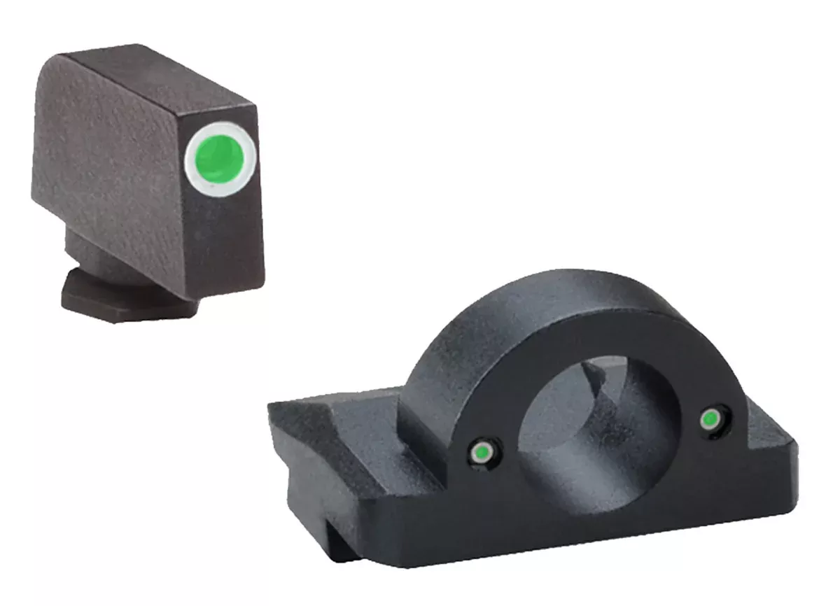 AmeriGlo GL125 Ghost Ring Sight Set for GlockGreen Tritium White Outline Front Sight-Green Tritium Rear Sight