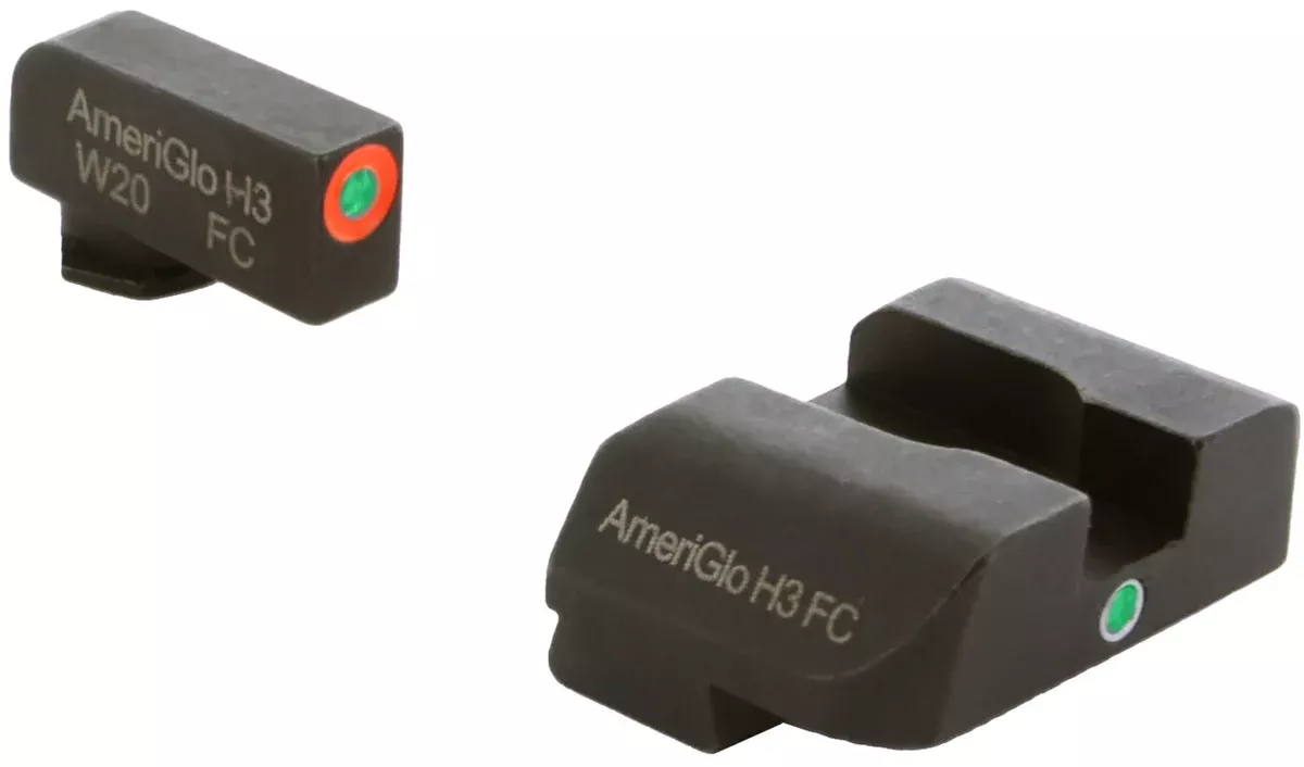 AmeriGlo GL201 i-Dot SightSet for GlockGreen Tritium Orange Outline Front Sight-Green Tritium Rear Sight
