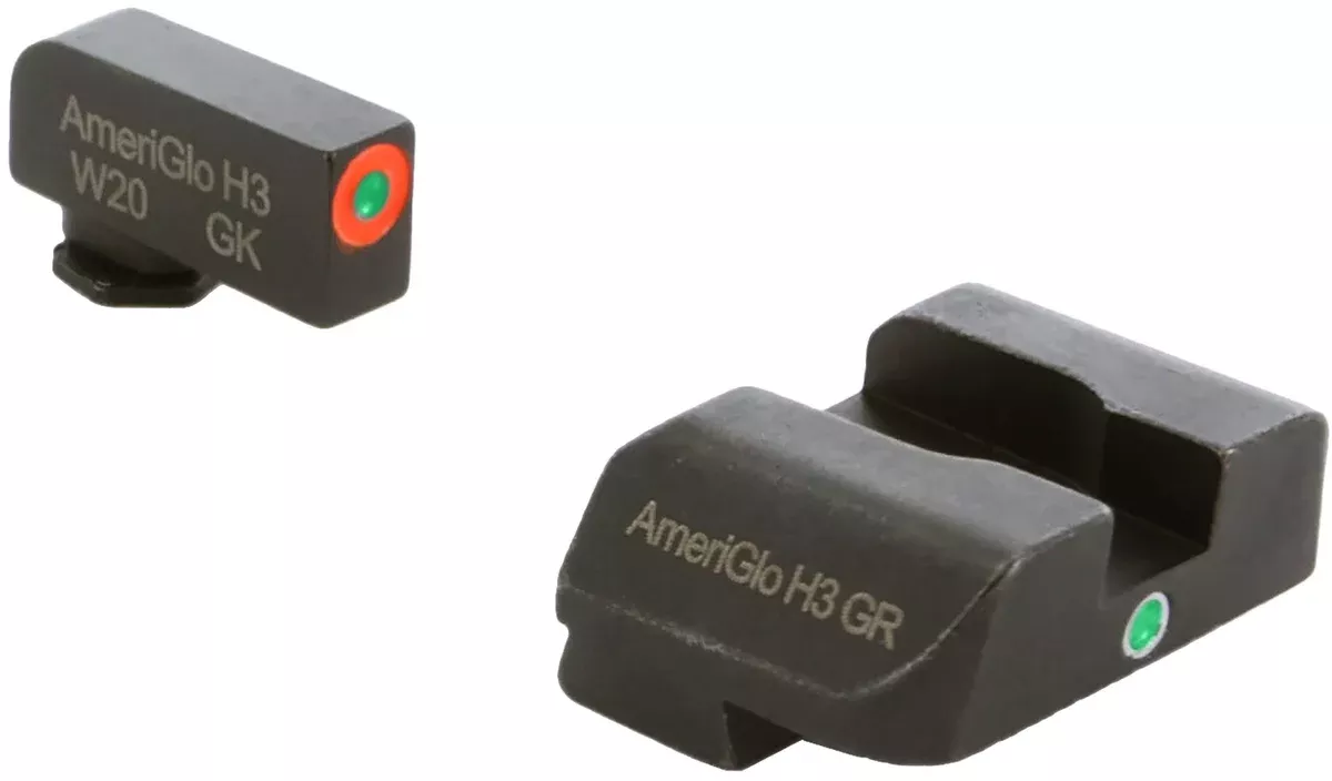 AmeriGlo GL203 i-Dot SightSet for GlockGreen Tritium Orange Outline Front Sight-Green Tritium Rear Sight