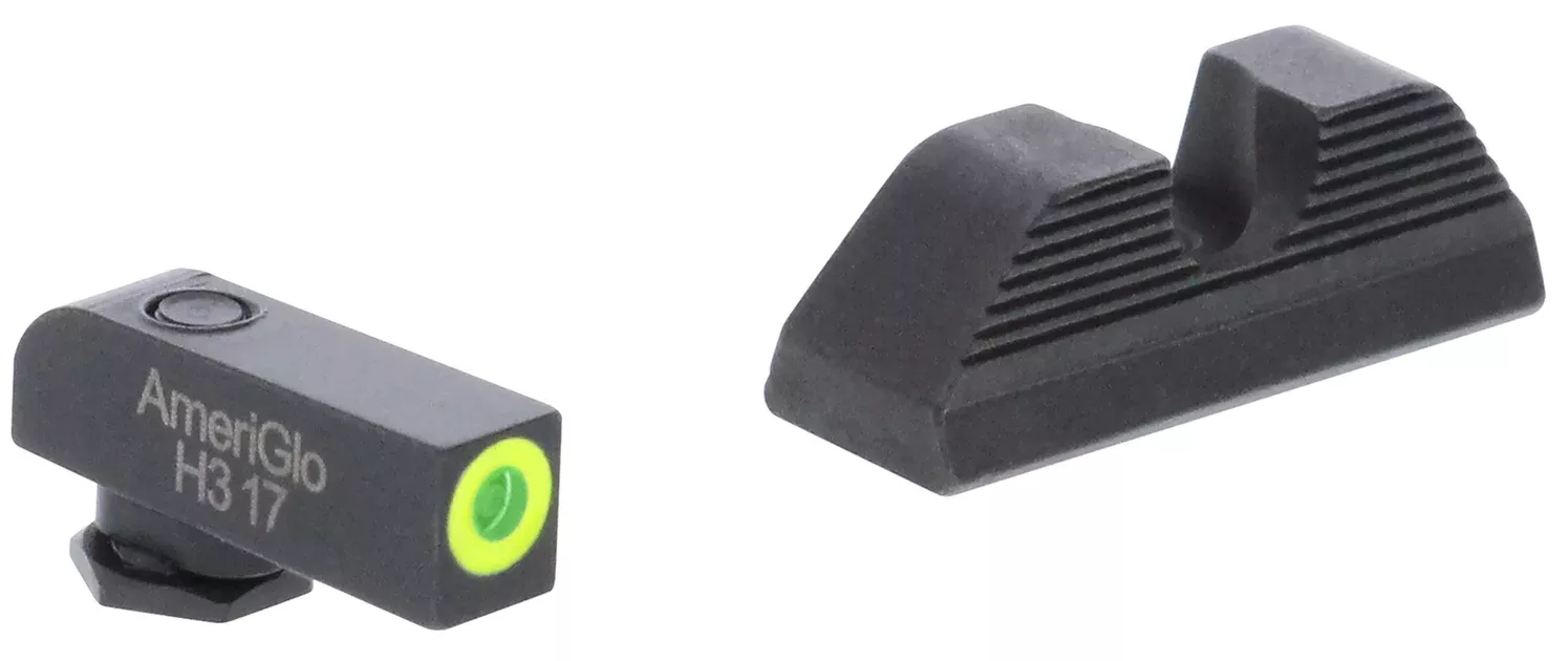AmeriGlo GL352 Protector Sight Set for GlockGreen Tritium LumiGreen Outline Front Sight-Black Serrated Rear Sight