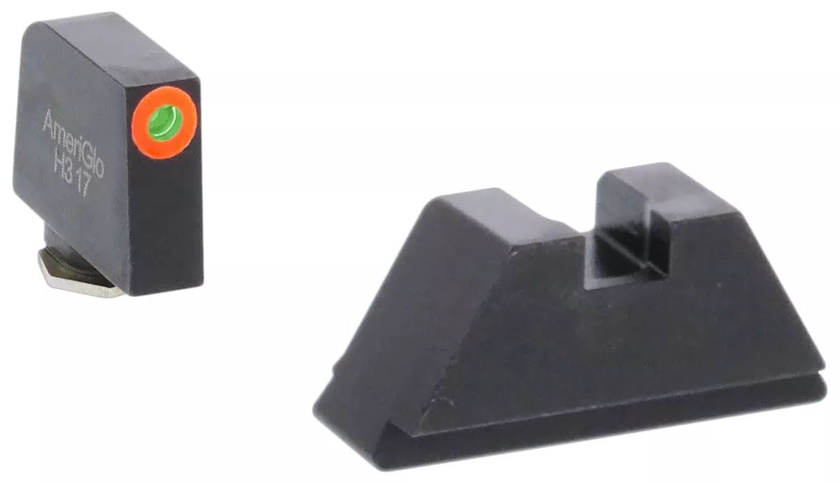 AmeriGlo GL511 Optic Compatible Sight Set for GlockXL Tall Green Tritium Orange Outline Front Sight-Green Tritium Black Rear Sight