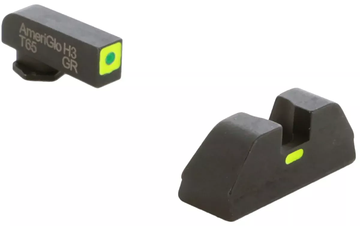 AmeriGlo GL605 CAP Sight Set for GlockGreen Tritium LumiGreen Outline Front Sight-LumiGreen Bar Rear Sight