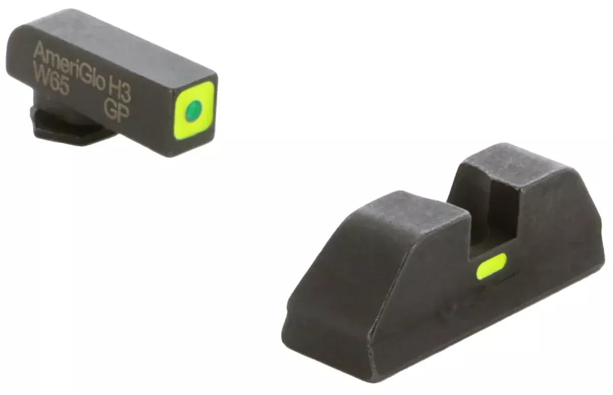 AmeriGlo GL614 CAP Sight Set for GlockGreen Tritium LumiGreen Outline Front Sight-LumiGreen Bar Rear Sight