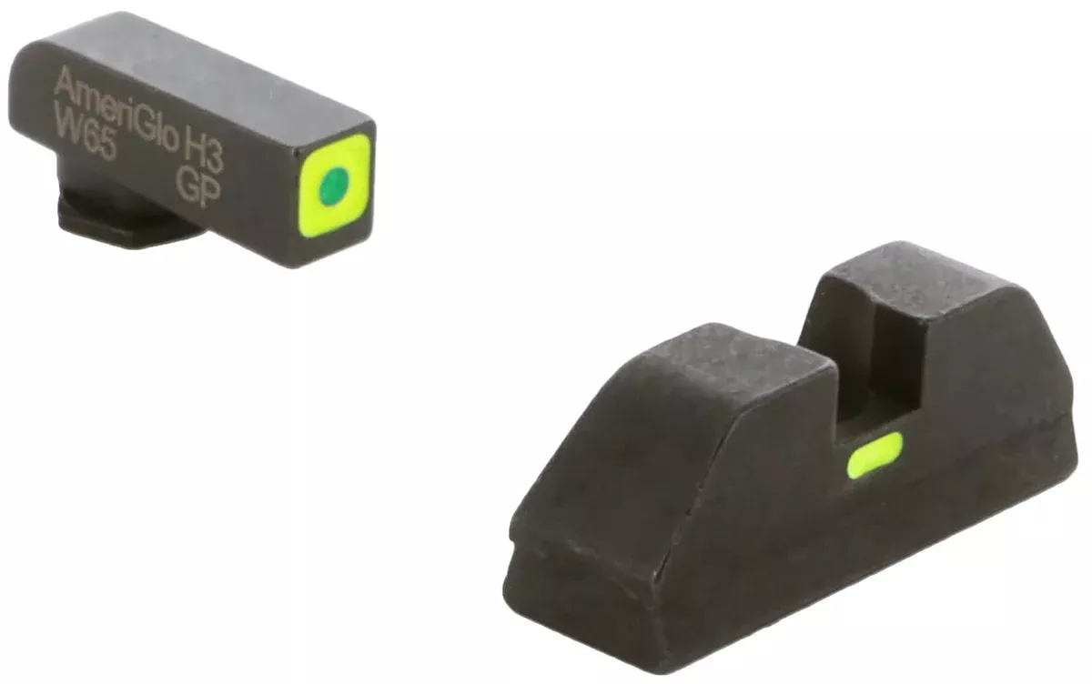 AmeriGlo GL615 CAP Sight Set for GlockGreen Tritium LumiGreen Outline Front Sight-LumiGreen Bar Rear Sight
