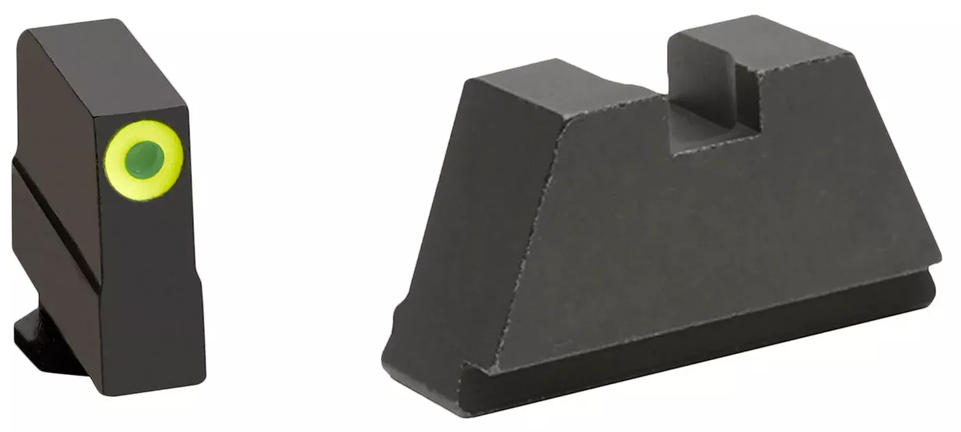 AmeriGlo GL691 Optic Compatible Sight Set for Glock3XL Tall Green Tritium Lumigreen Outline Front Sight-Black Rear Sight