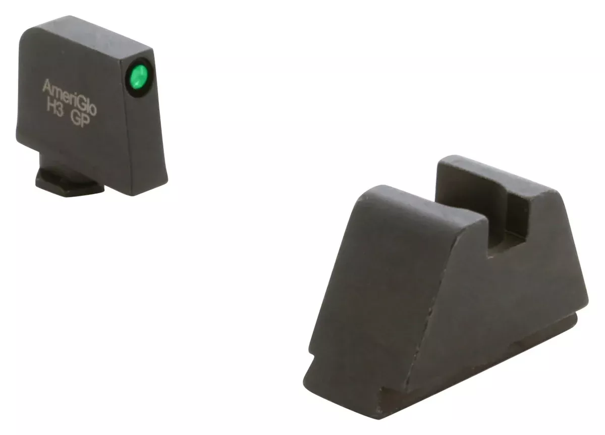 AmeriGlo GL811 Optic Compatible Sight Set for Glock3XL Tall Green Tritium Black Outline Front Sight-Black Rear Sight