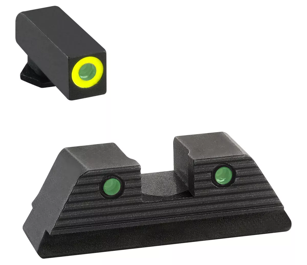 AmeriGlo GL819 Trooper Sight Set for GlockGreen Tritium LumiGreen Outline Front Sight-Green Tritium Black Outline Rear Sight