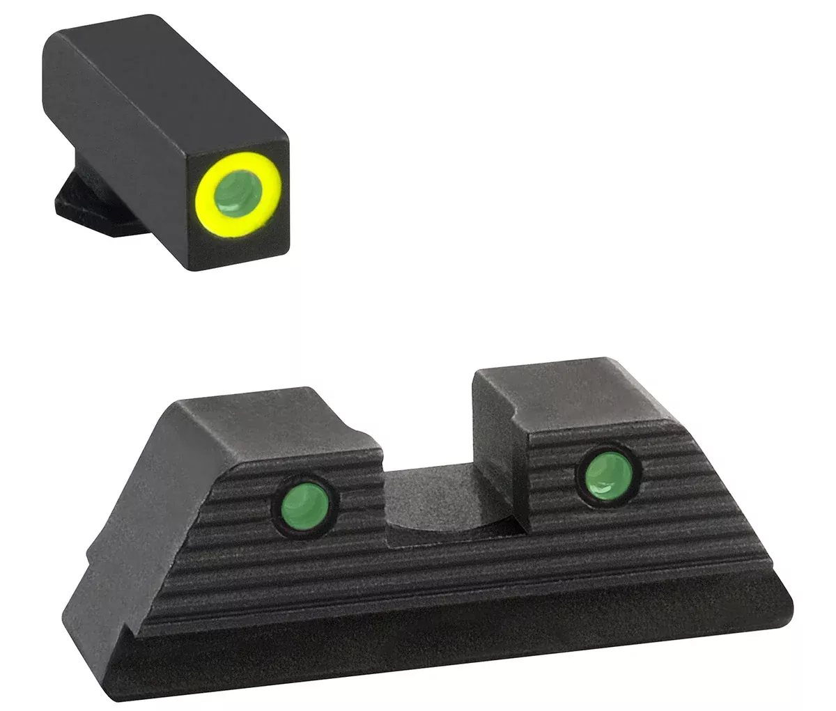 AmeriGlo GL821 Trooper Sight Set for GlockGreen Tritium LumiGreen Outline Front Sight-Green Tritium Black Outline Rear Sight