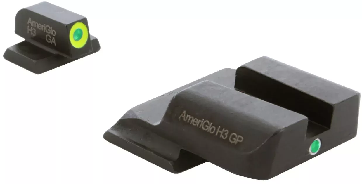 AmeriGlo SW301 i-Dot Sight Set for Smith & Wesson M&PGreen Tritium LumiGreen Outline Front Sight-Green Tritium Rear Sight