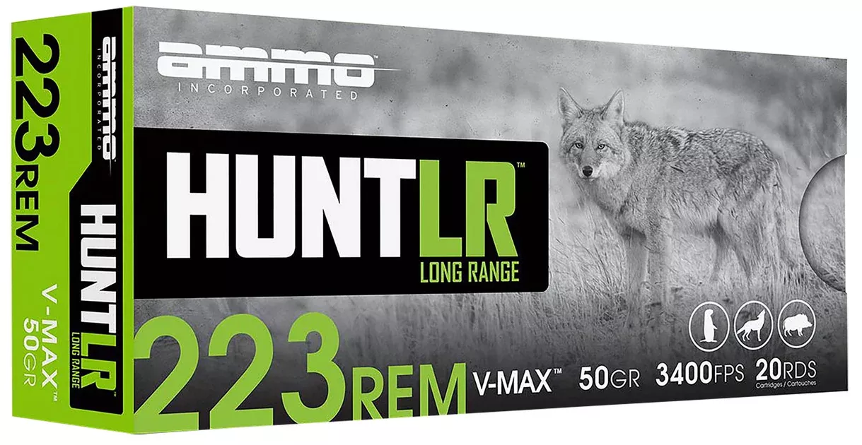 Ammo Inc 223050VMXA20 Hunt Long Range 223 Rem 50 gr V-Max 20 Per Box/ 10 Case