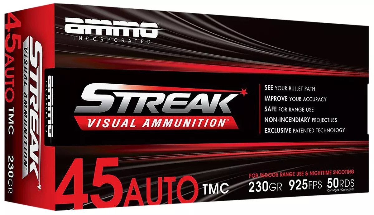 Ammo Inc 45230TMCSTRKRED50 Streak Visual (RED)45ACP 230gr Total Metal Case 50 Per Box/20 Case