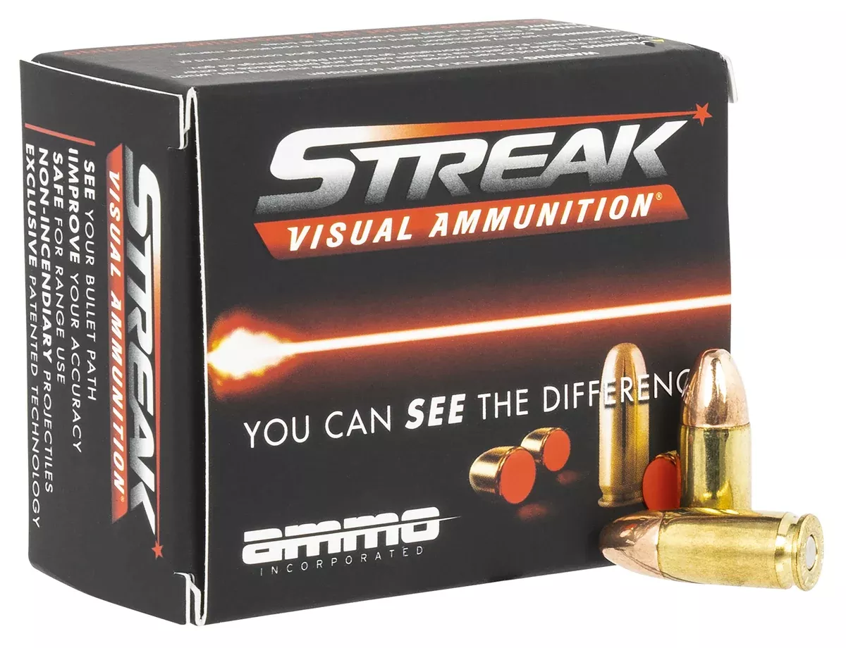 Ammo Inc 9115TMCSTRKRED Streak Visual9mm Luger 115 gr Total Metal Case (TMC) 20 Box/10 Case