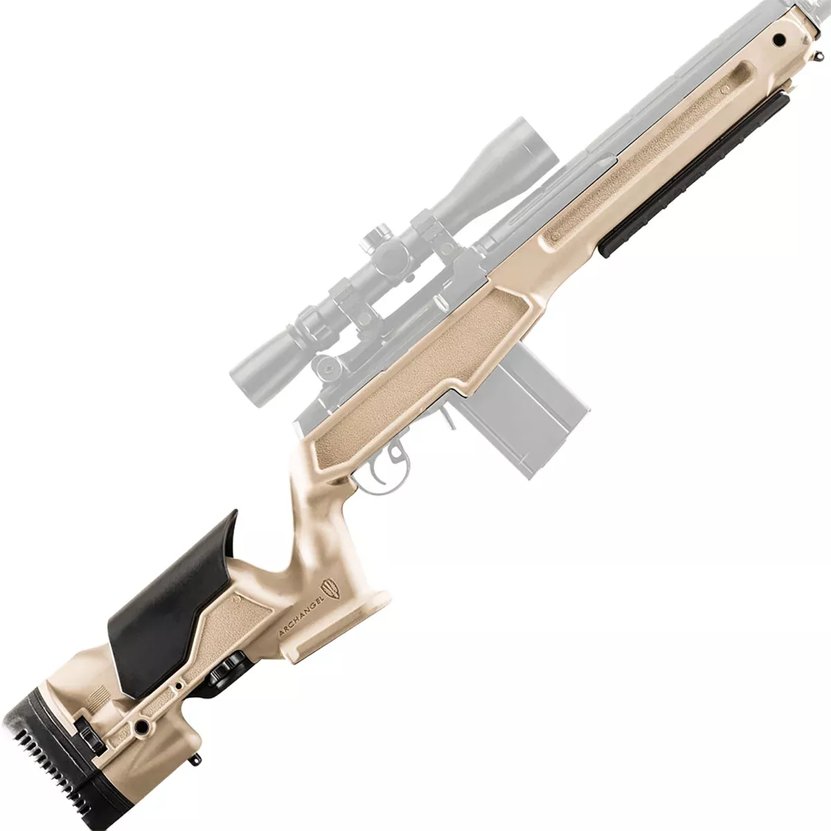 Archangel AAM1ADT Precision StockDesert Tan Synthetic Fixed with Adjustable Cheek Riser for Springfield M1A, M14