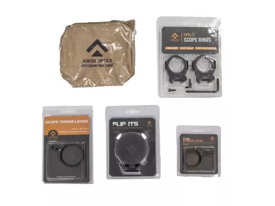Arken Combo 1 (Includes 34mm Rings 1.26", 50mm Flip Caps, 34mm Bubble Level, Throw Lever , Shooting Bag)