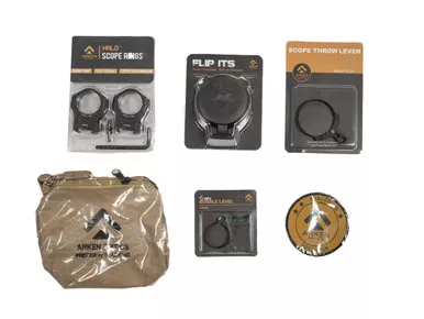 Arken Combo 4(Includes 30mm Rings 1.26", Flip Caps, 30mm Bubble Level, Throw Lever , Shooting Bag)