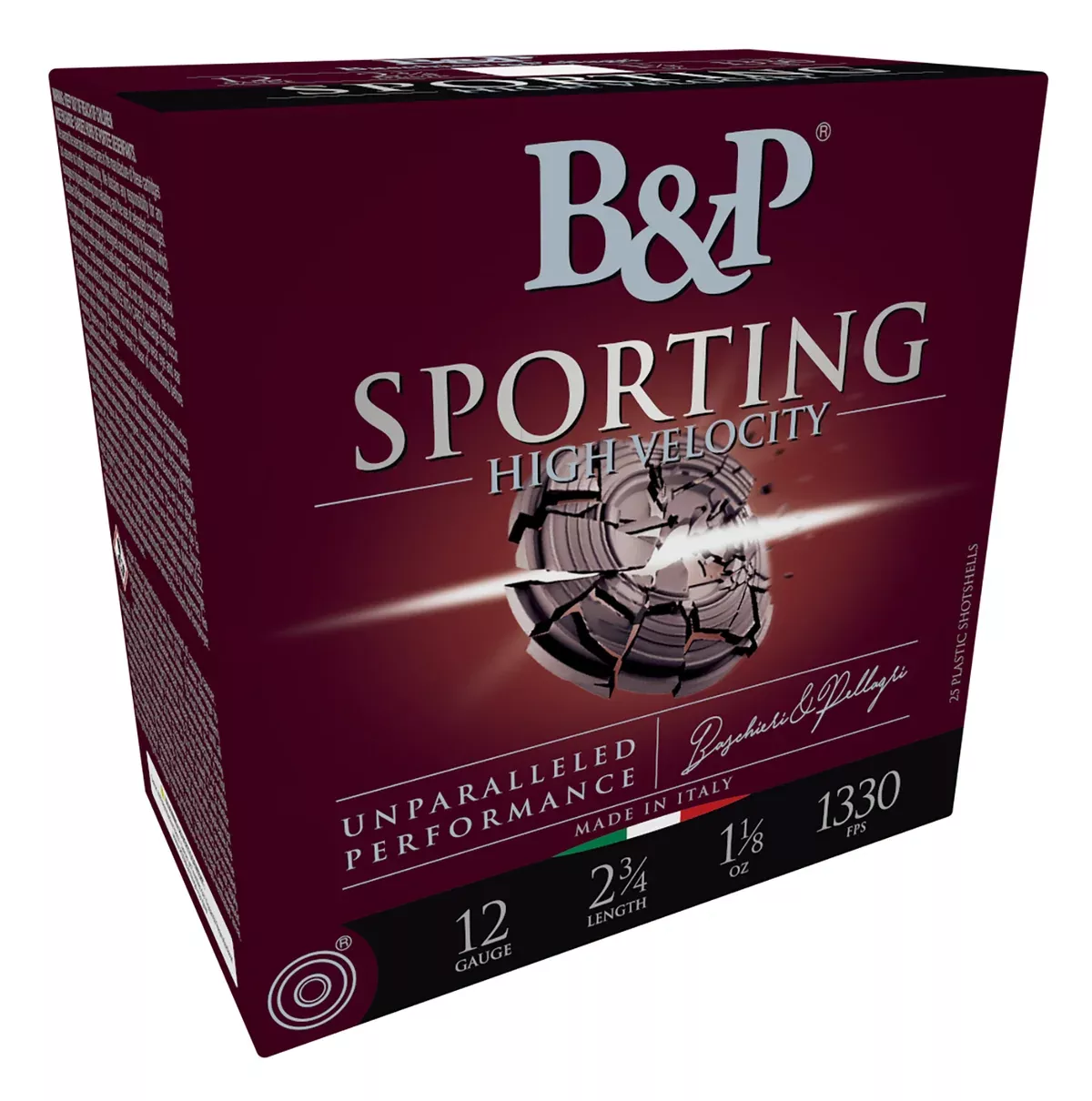 B&P 12B8SCH8 Sporting Clay12Gauge 2.75" 1 1/8oz 8Shot 25 Per Box/10 Case