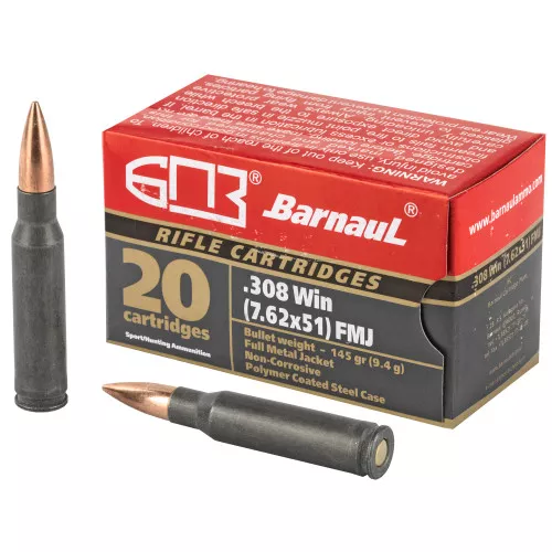 Barnaul - 308 Win 145Gr FMJ Steel Case - 20 Rds