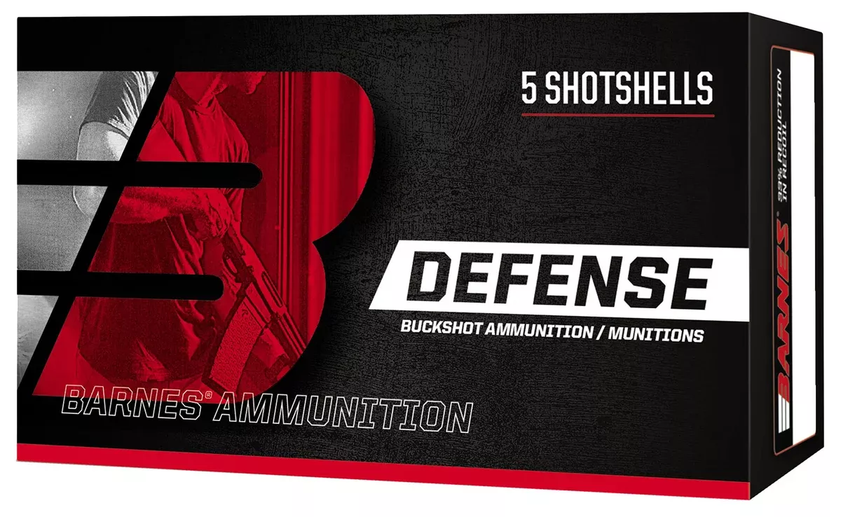 Barnes Bullets 32011 Defense12Gauge 3" 15Pellets 00Buck Shot 5 Per Box/20 Case