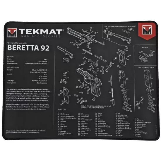 BERETTA 92 ULTRA PREMIUM GUN CLEANING & REPAIR MAT BY TEKMAT