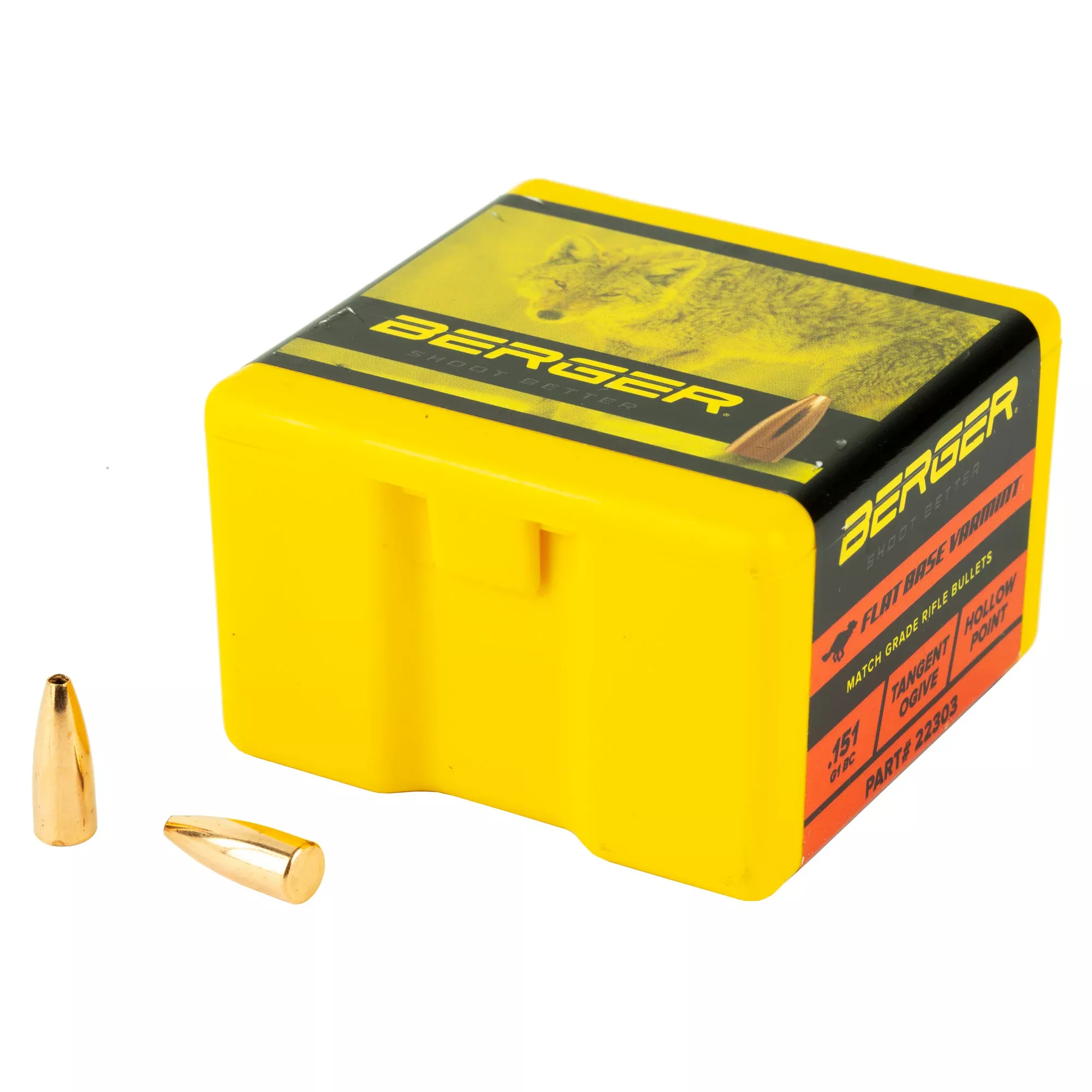 Berger .224 40 Grain Varmint Flat Base Bullets – 100 Count