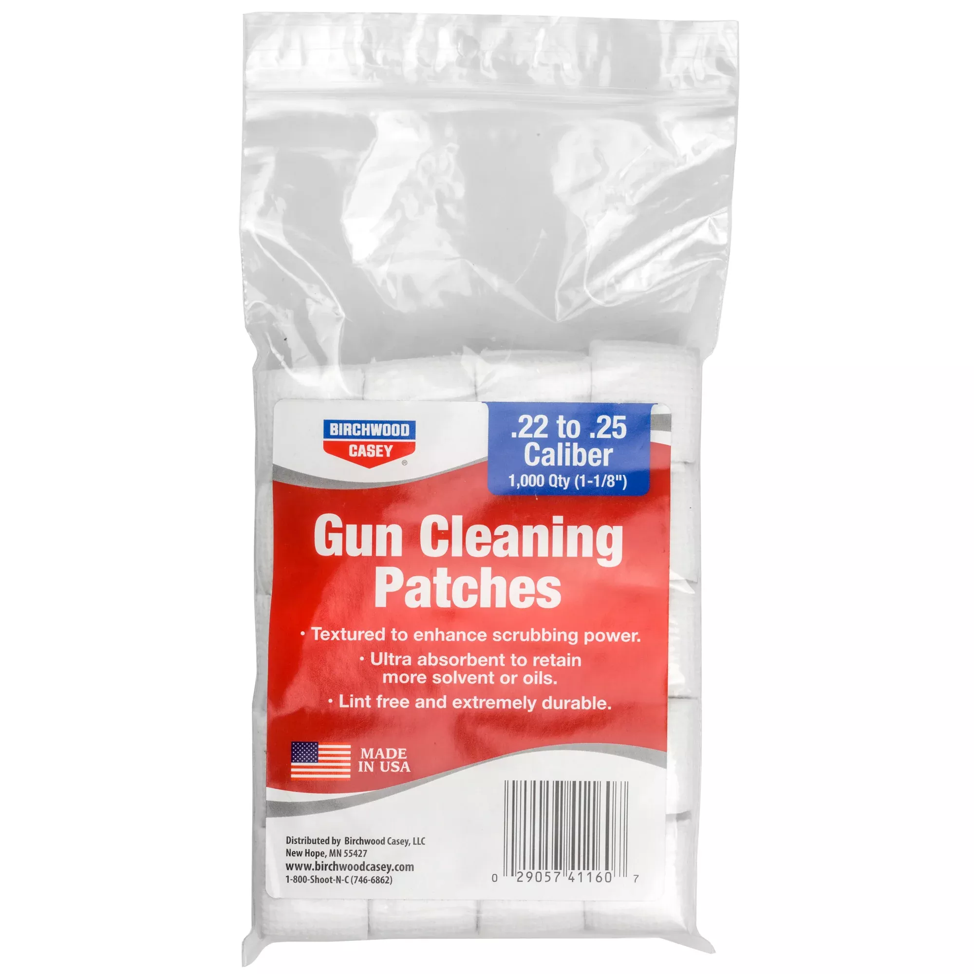 Birchwood Casey 1-1/8" Cleaning Patches .22-.25 Cal – 1000 Pack