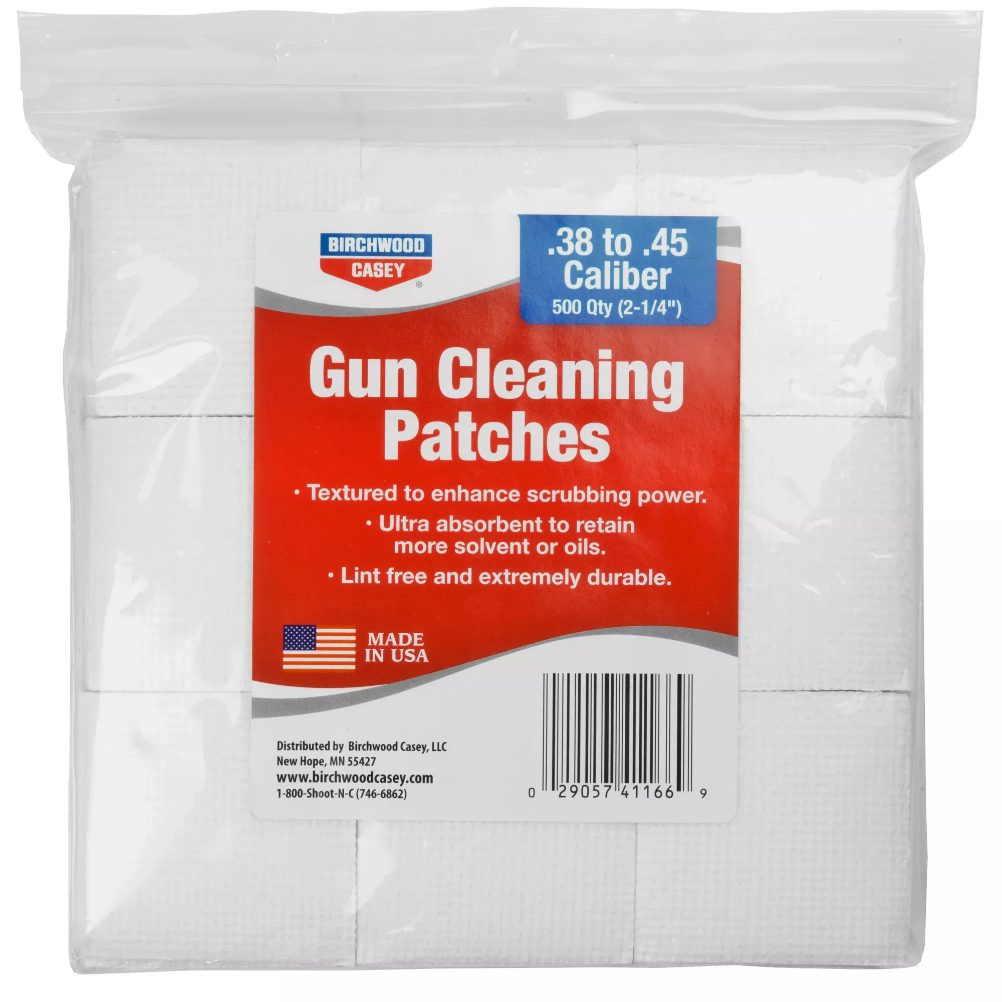 Birchwood Casey 2-1/4" Cleaning Patches – .38-.45 Cal (500-Pack)