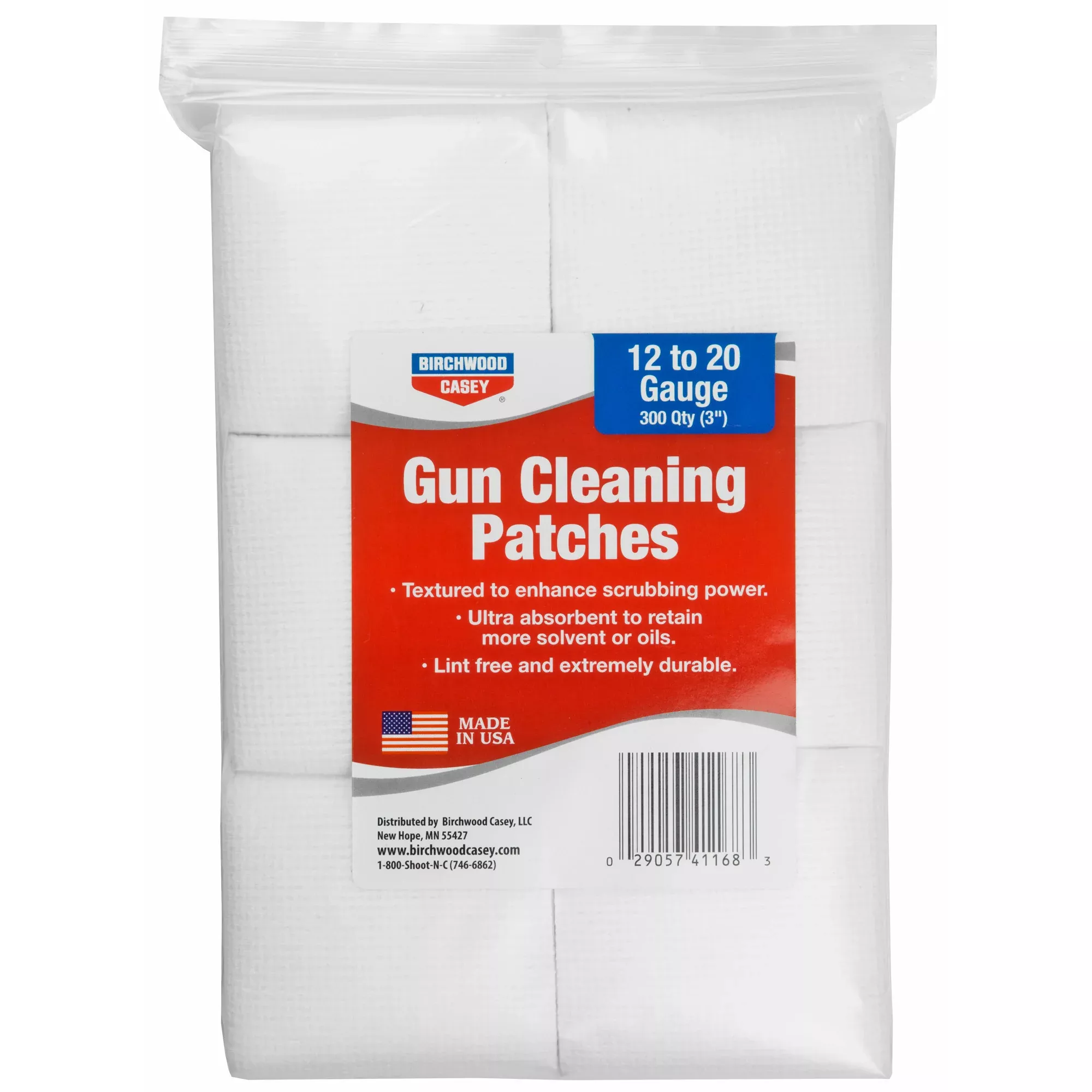 Birchwood Casey 3" Cleaning Patches 12-20 Gauge – 300 Pack