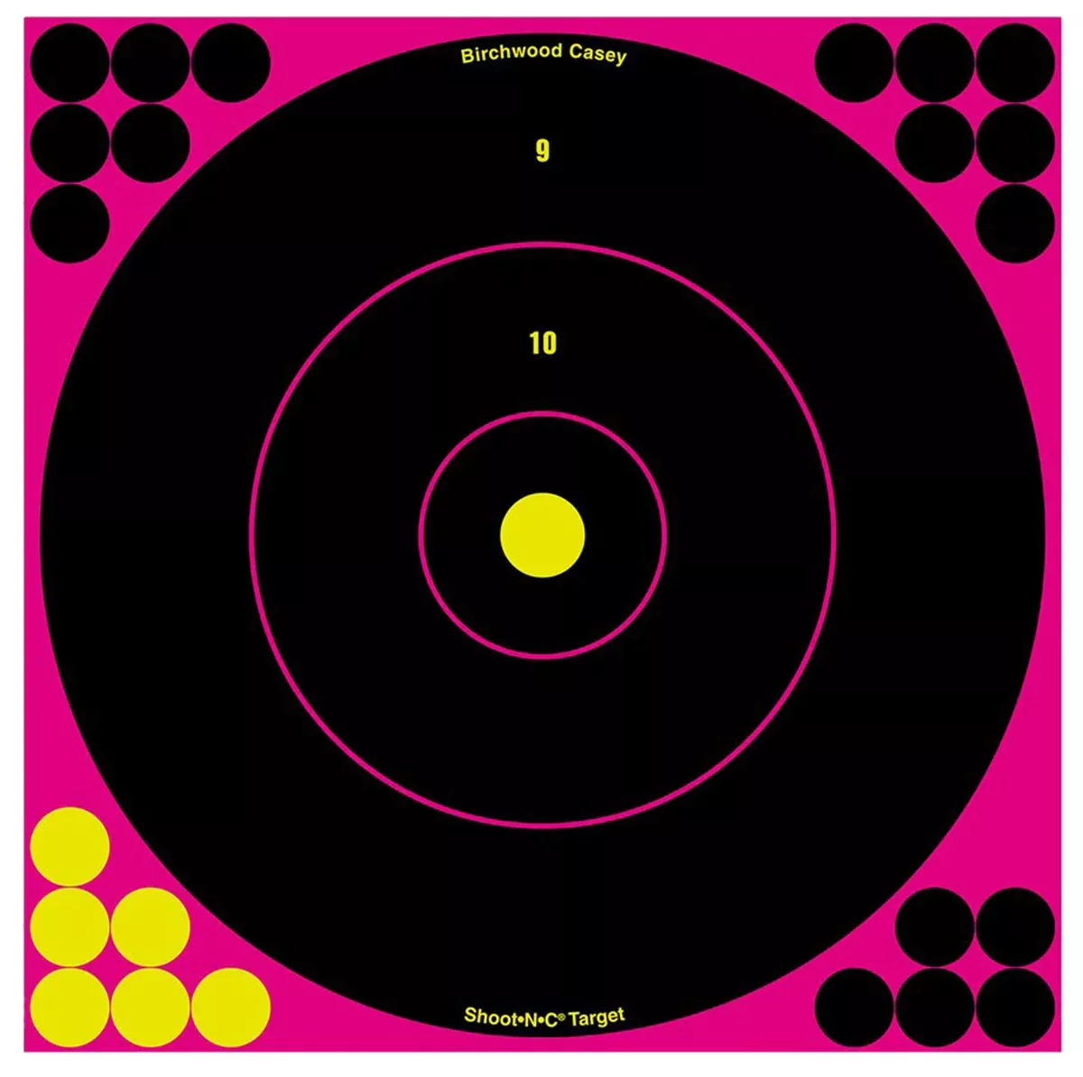 Birchwood Casey 34027 Shoot-N-C Reactive Target Self-Adhesive Paper Black/Pink 12" Bullseye 5 Pack
