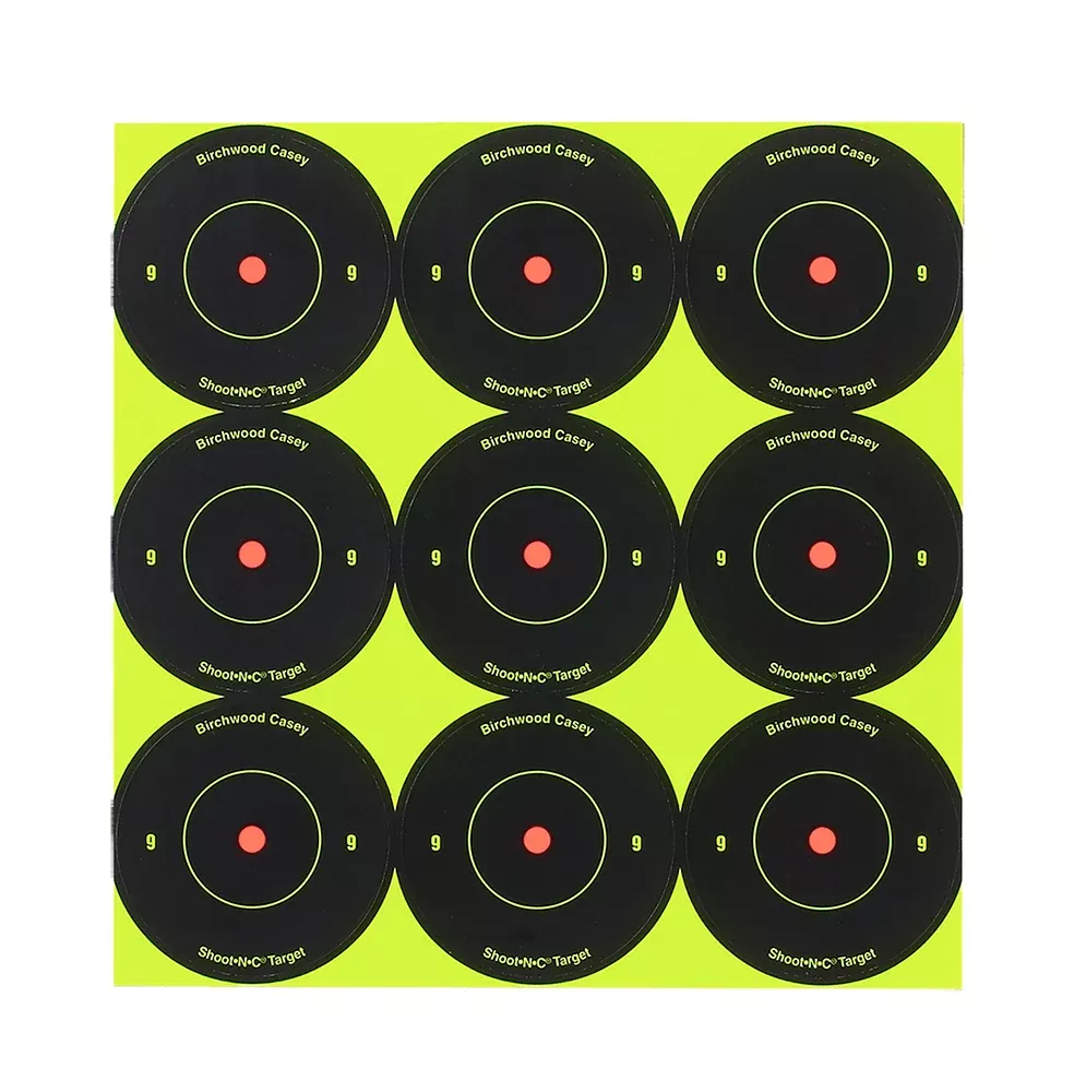 Birchwood Casey 34210 Shoot-N-C Reactive Target Self-Adhesive Paper Black/Yellow 2" Bullseye 12 Pack
