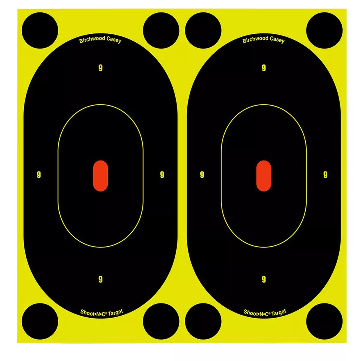 Birchwood Casey 34750 Shoot-N-C Reactive Target Self-Adhesive Paper Black/Yellow 7" Oval Silhouette 60 Pack