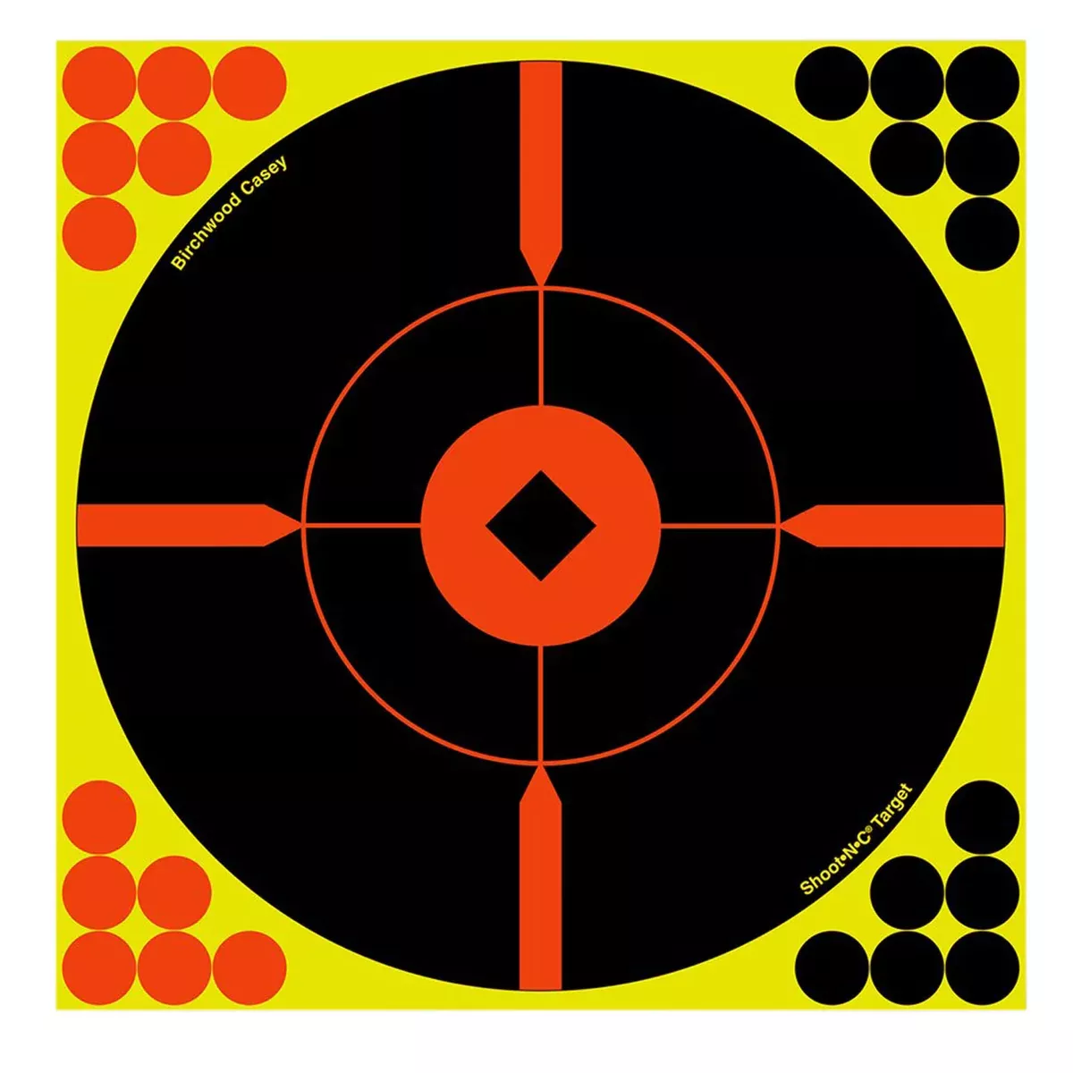 Birchwood Casey 34806 Shoot-N-C Reactive Target Self-Adhesive Paper Black/Yellow/Red 8" Bullseye BMW 6 Pack