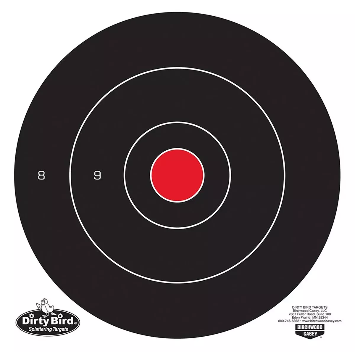 Birchwood Casey 35012 Dirty Bird12" Bullseye Tagboard Hanging Black/White 12 PK
