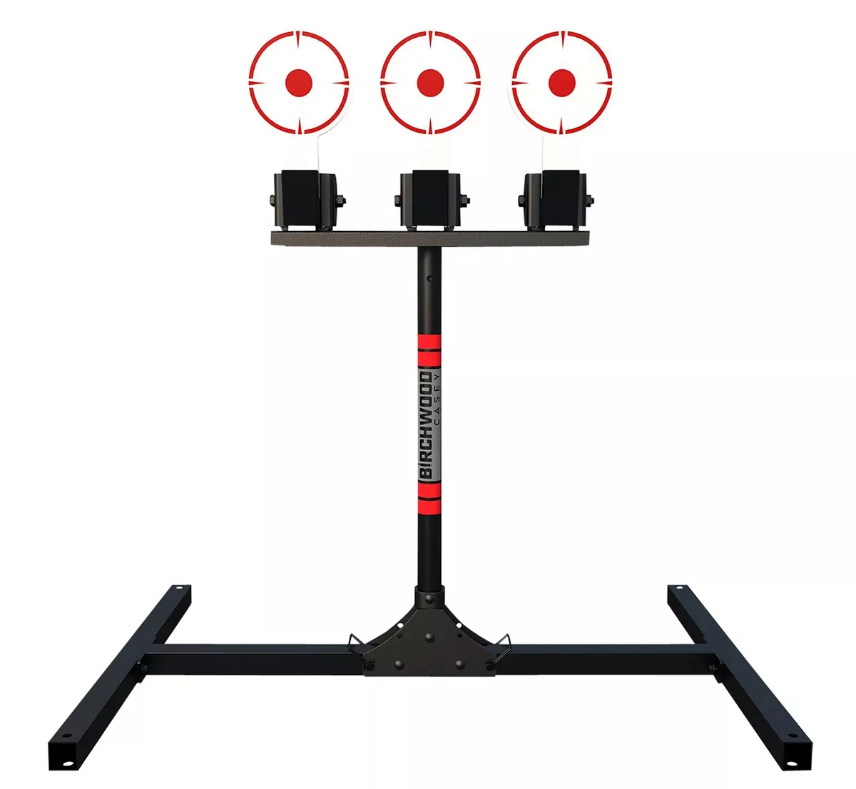 Birchwood Casey 3TPR 3 Spring Loaded Self Resting Targets Plate Rack Black/Red AR500 Steel 0.37" Thick Standing
