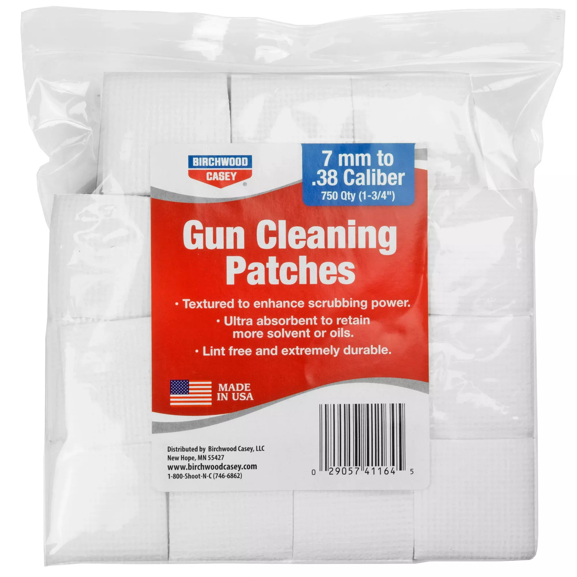 Birchwood Casey Cleaning Patches 1-3/4" – 7mm/.38 Caliber – 750 Pack