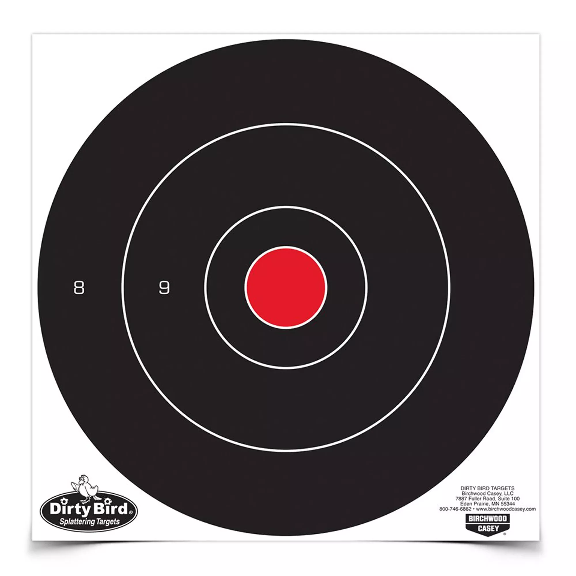 Birchwood Casey Dirty Bird 12" Round Bullseye Paper Target – 12-Pack