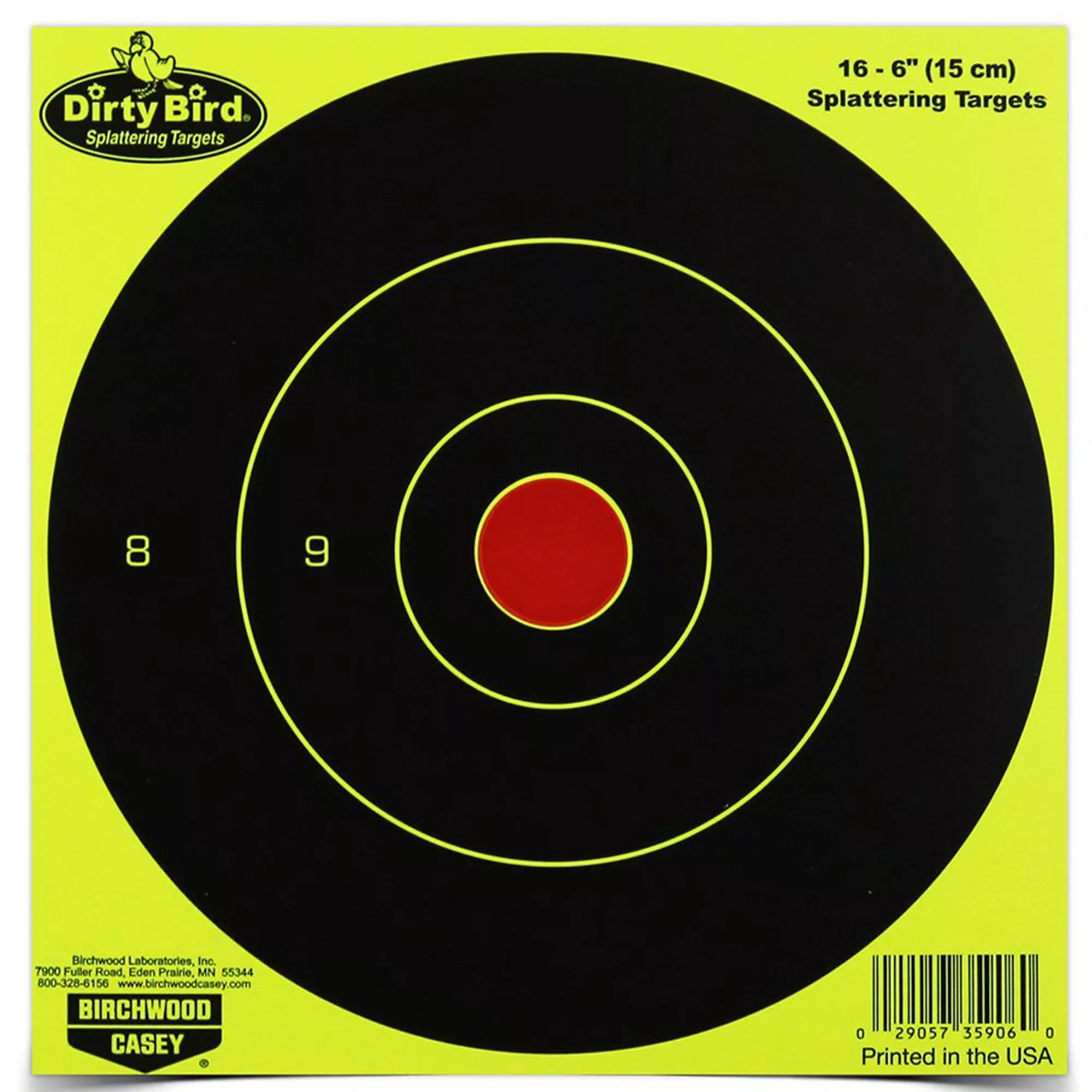 Birchwood Casey Dirty Bird 6" Yellow Round Paper Target – 16 Pack