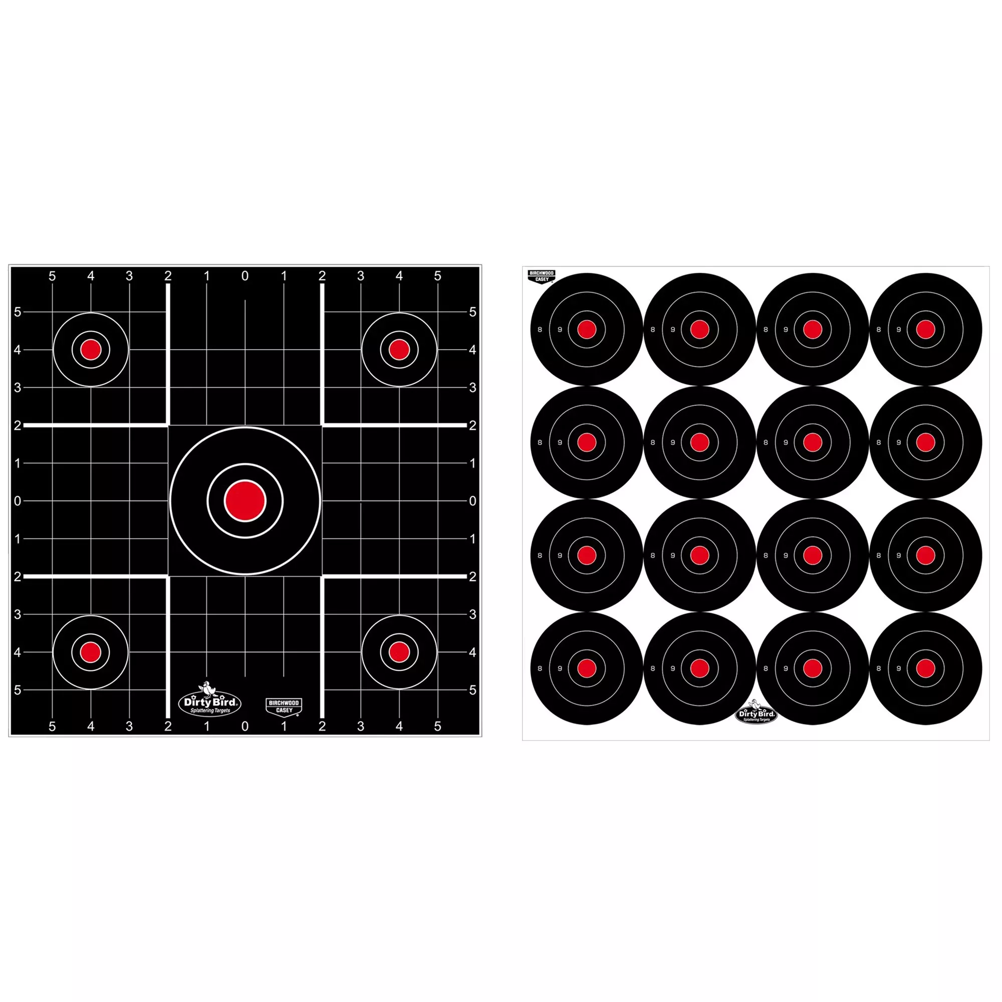 Birchwood Casey Dirty Bird Combo Paper Targets – 12-Pack Reactive Multi-Bull Design