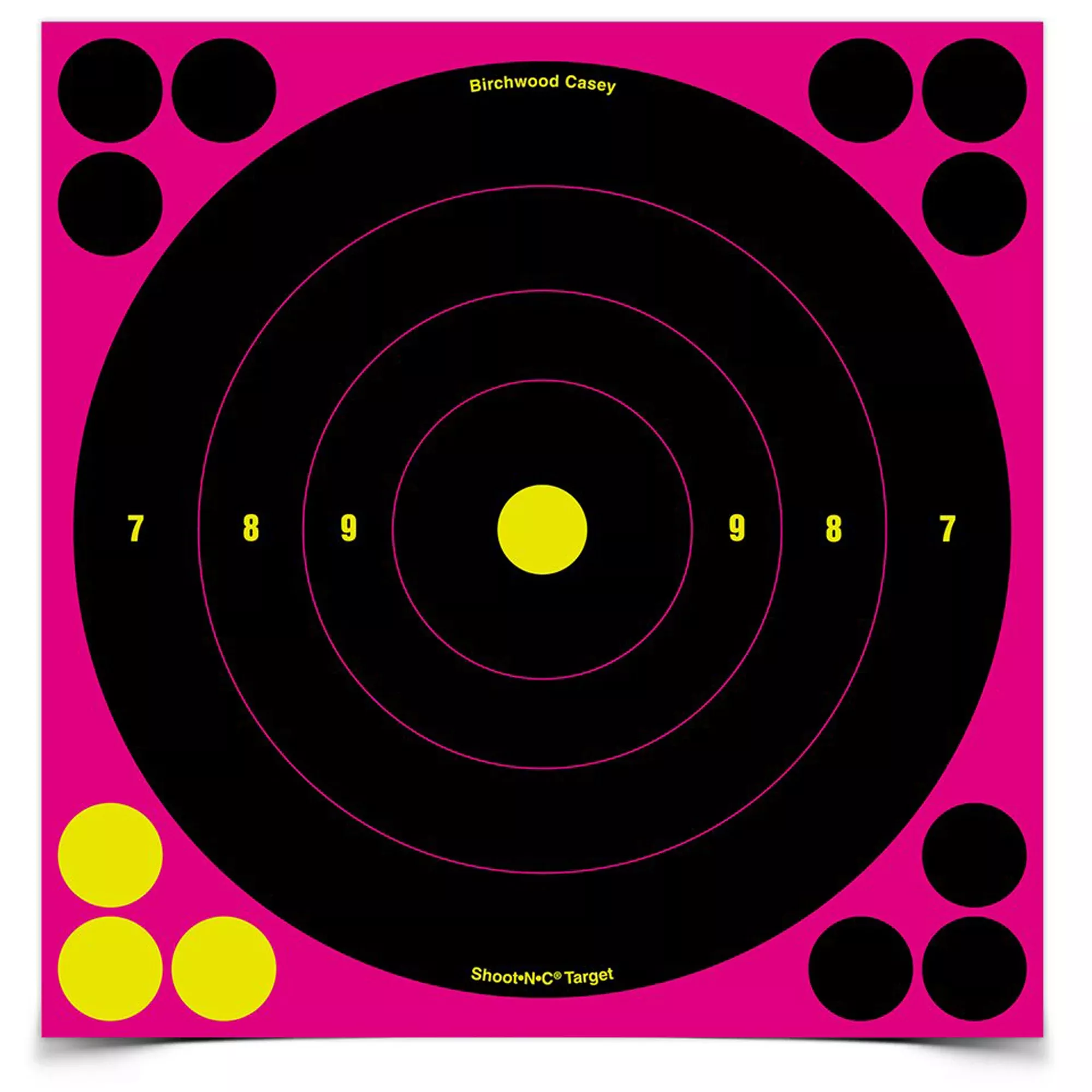 Birchwood Casey Shoot-N-C Bullseye Pink Target – 8" Reactive Paper Targets, 6-Pack