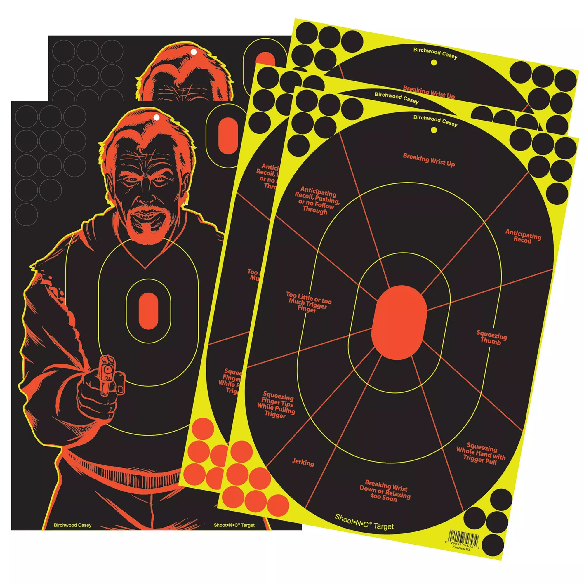 Birchwood Casey Shoot-N-C Combo Pack Handgun Targets – 12"x18" Reactive Paper (5 Pack)