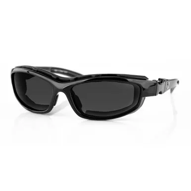 Bobster BRH2001 Road Hog II Convertible Sunglasses w/ Gloss Black Frame & 4 Interchangeable Lenses (Smoke Mirror, Amber, Clear, Dual Grade Mirror)